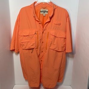 Cabelas Guidewear GXII Orange Vented Fishing/Hiking Shirt Mens XL EUC